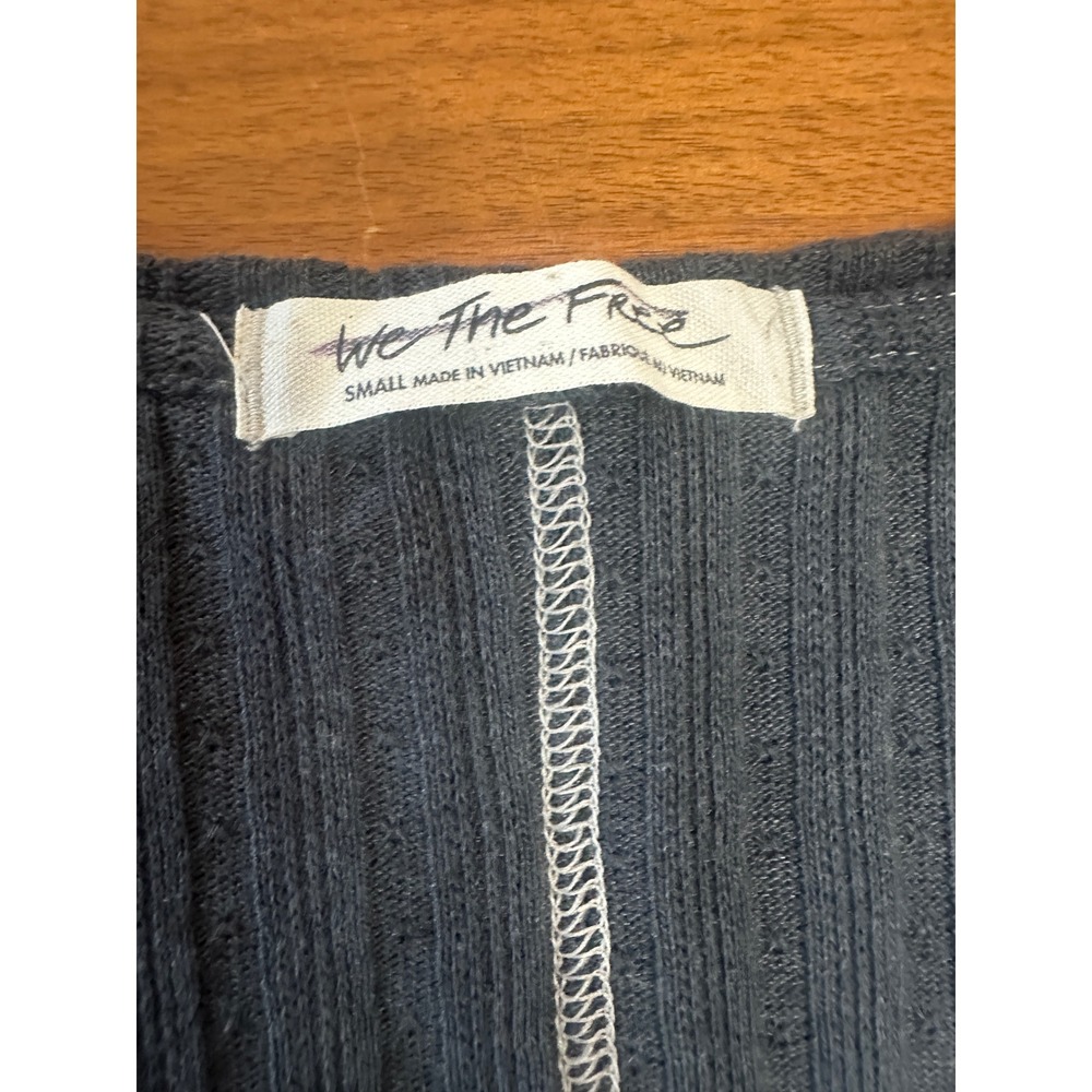 Free People We The Free Ribbed Knit Oversized Small Gray Tie Dye Long Sleeve Top - Picture 6 of 11